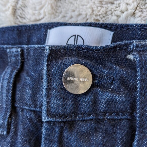 ANINE BING "Bennet" Straight Leg Hi Waist Midnight Blue Button Fly Jeans, sz. 24 - Picture 14 of 15